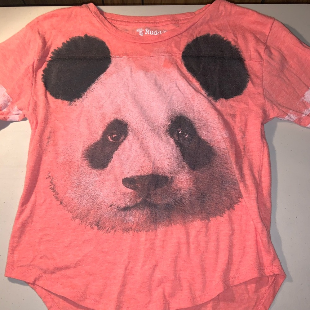2/$10 Kids Mudd Coral Panda Shirt size 12